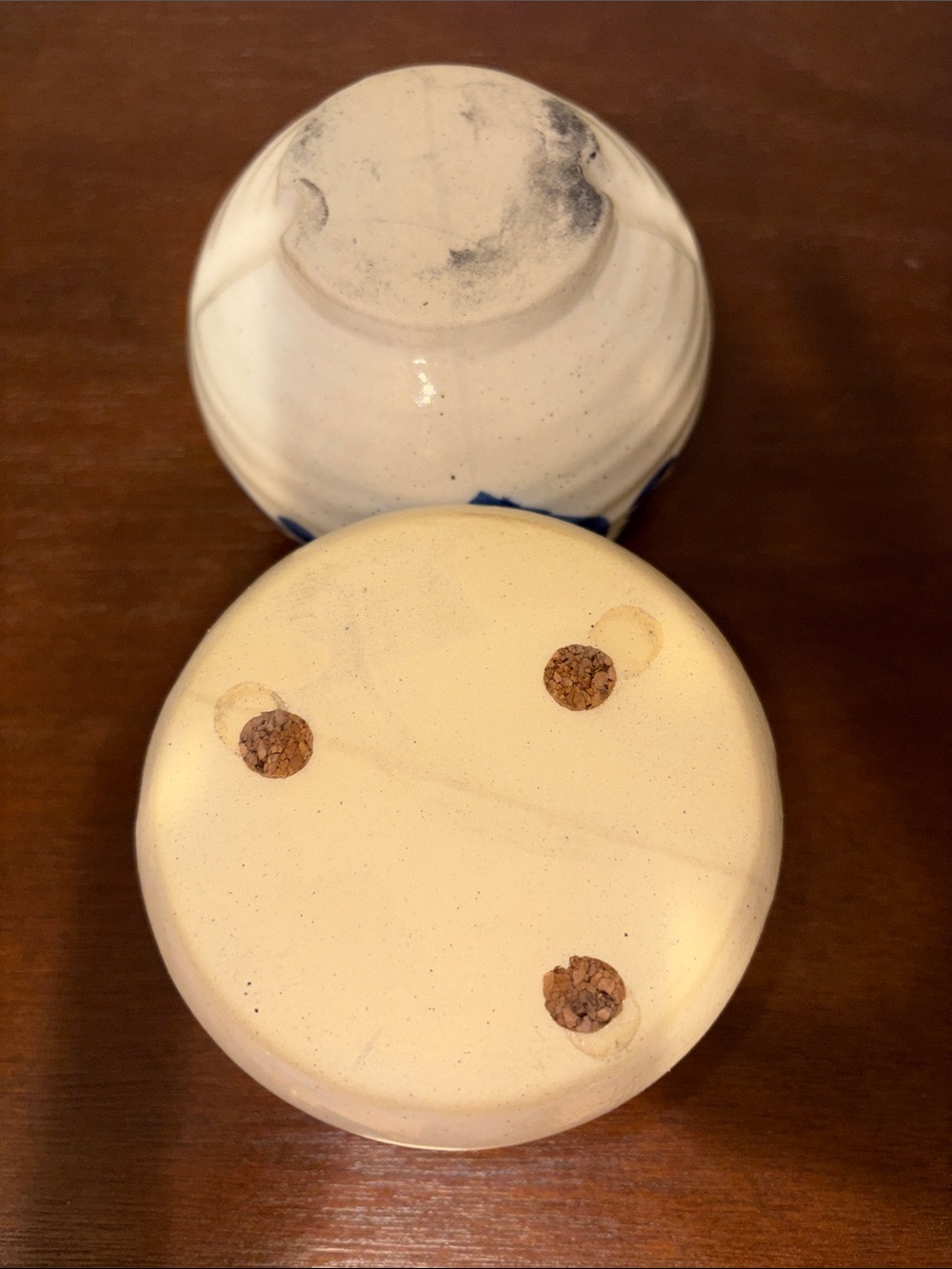Vintage Country Hand Painted Stoneware Pottery Potpourri Simmer Tan Salt Glaze - Picture 6 of 8